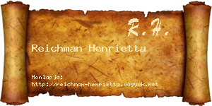 Reichman Henrietta névjegykártya